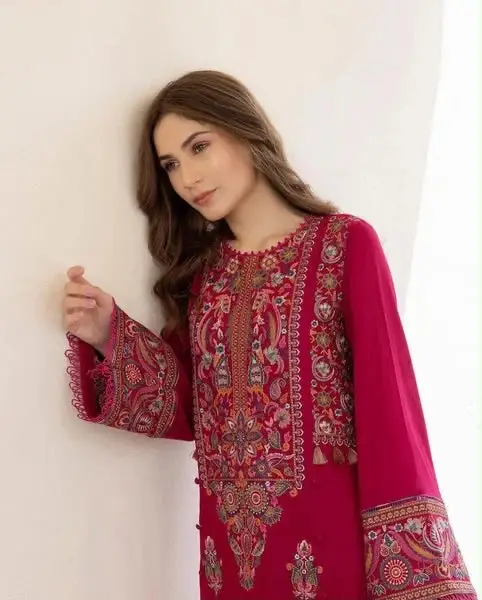 2 Pcs Women's Unstitched Embroidered Suit