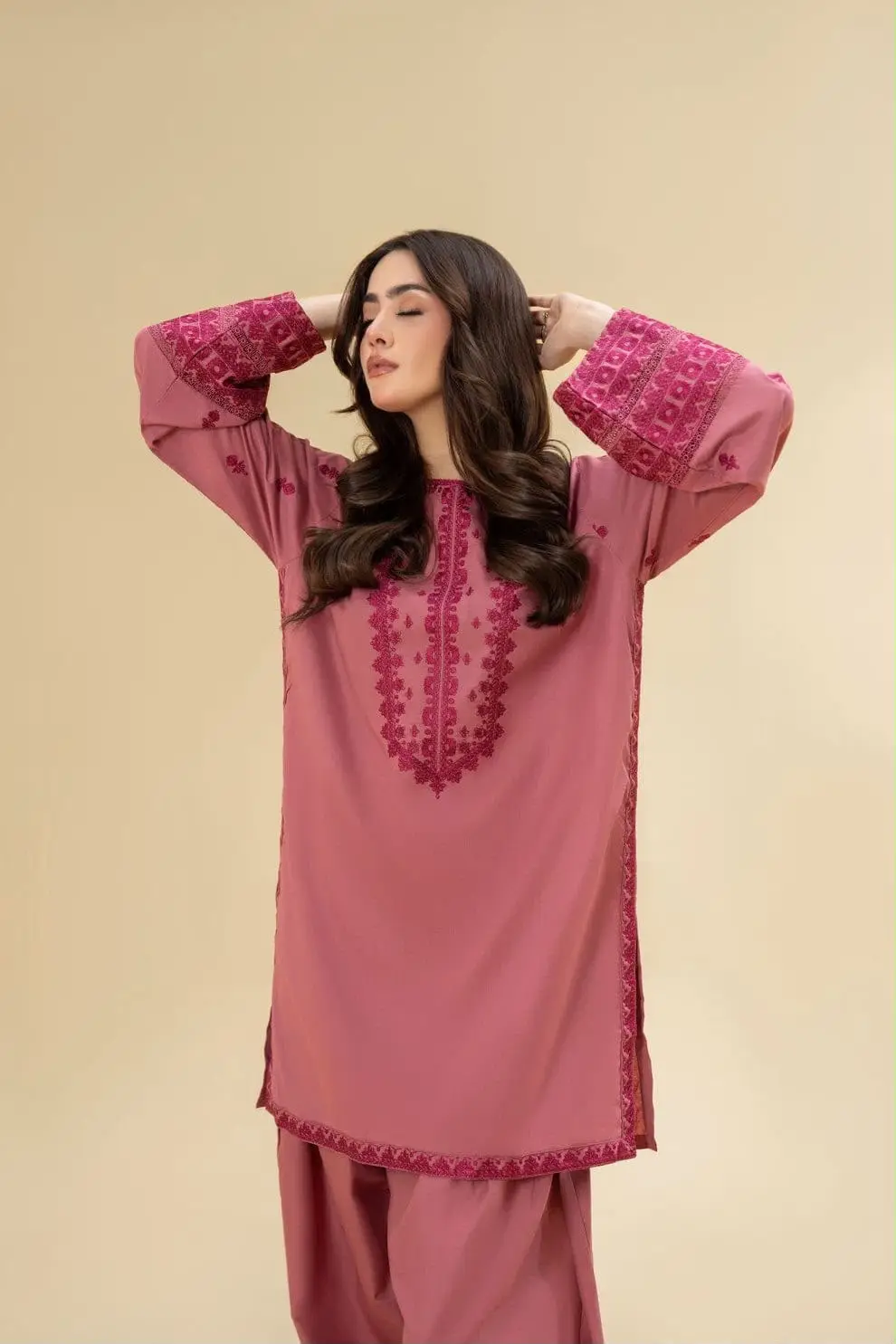 2 Pcs Women's Unstitched Embroidered Suit