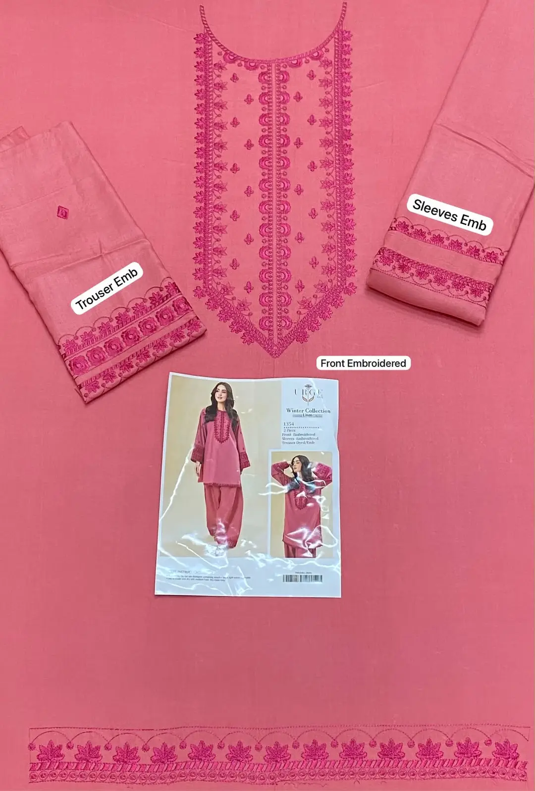 2 Pcs Women's Unstitched Embroidered Suit