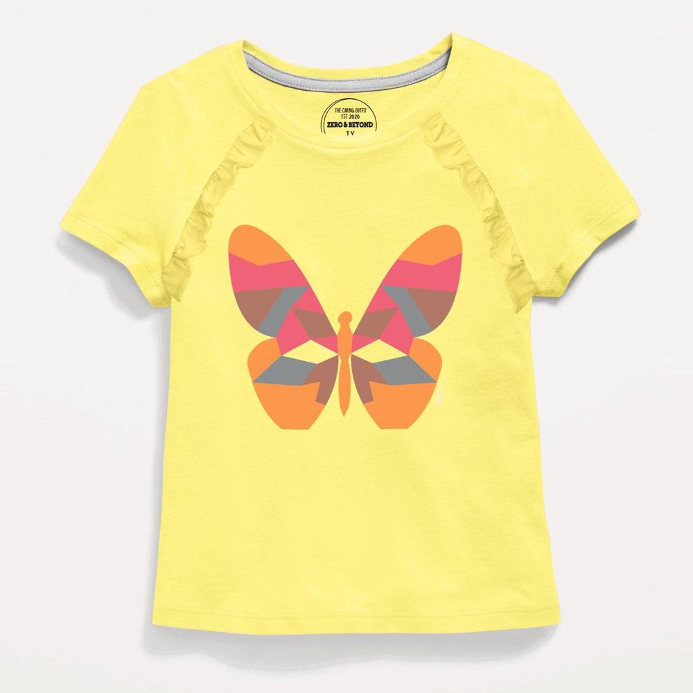 Kids Butterfly T-Shirt Yellow Cotton for Girls