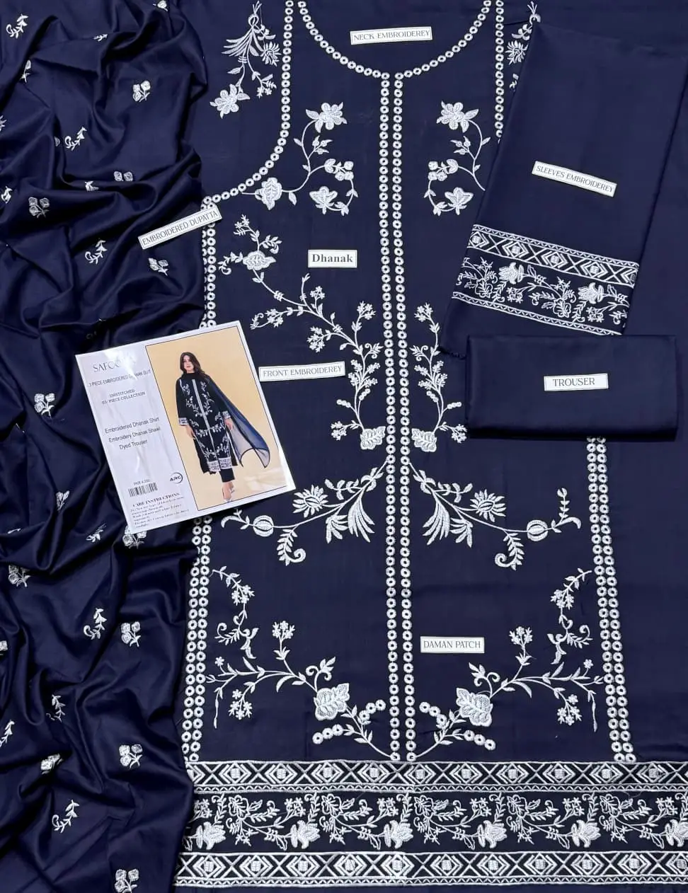 3 Pcs Women's Unstitched Embroidered Suit