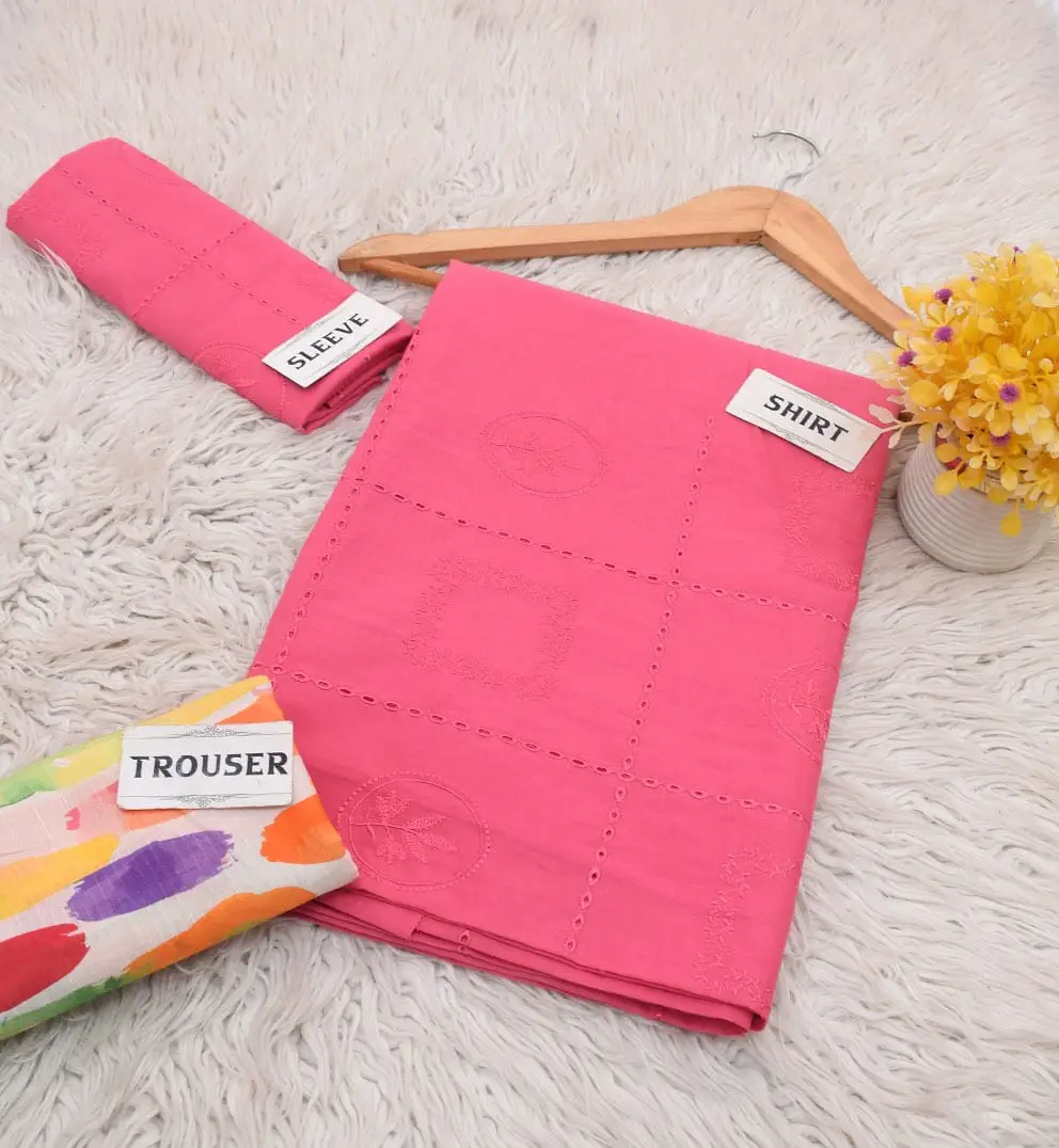 2 Pcs Women's Unstitched Chikankari Embroidered Suit