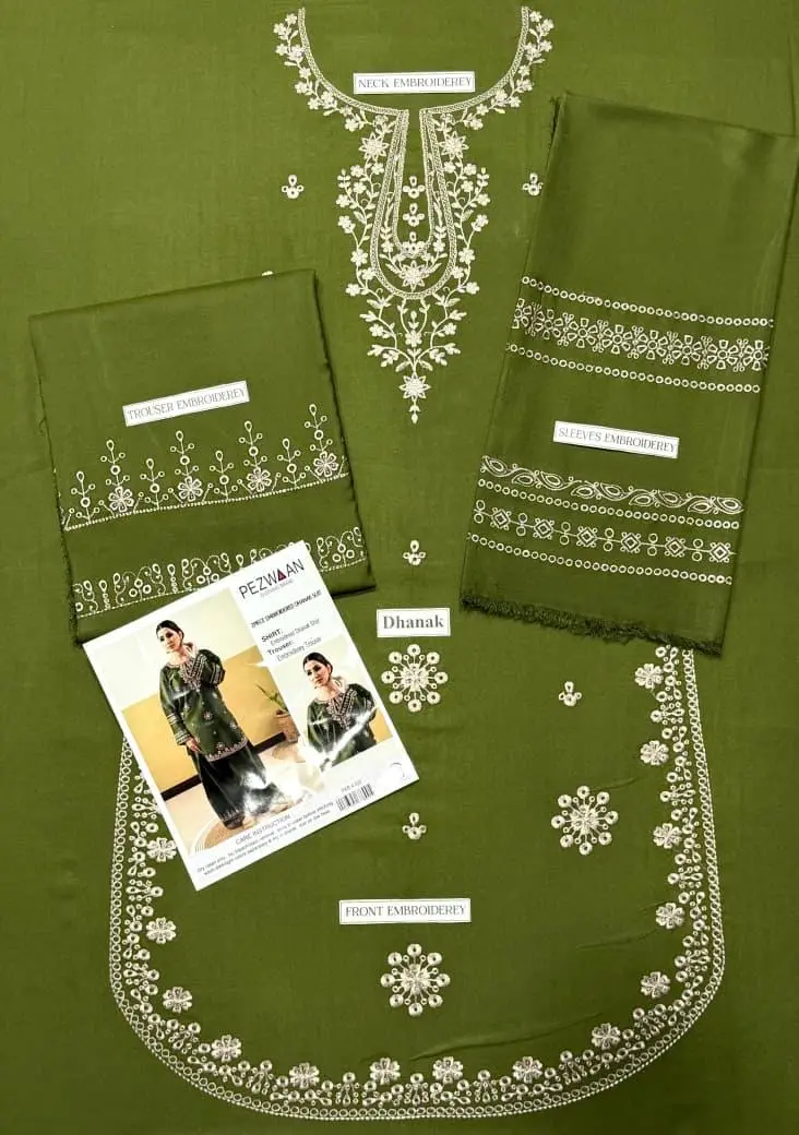2 Pcs Women's Unstitched Embroidered Suit