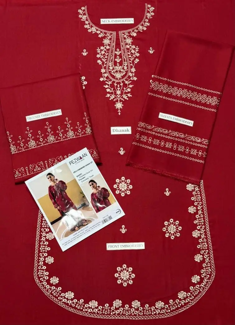 2 Pcs Women's Unstitched Embroidered Suit