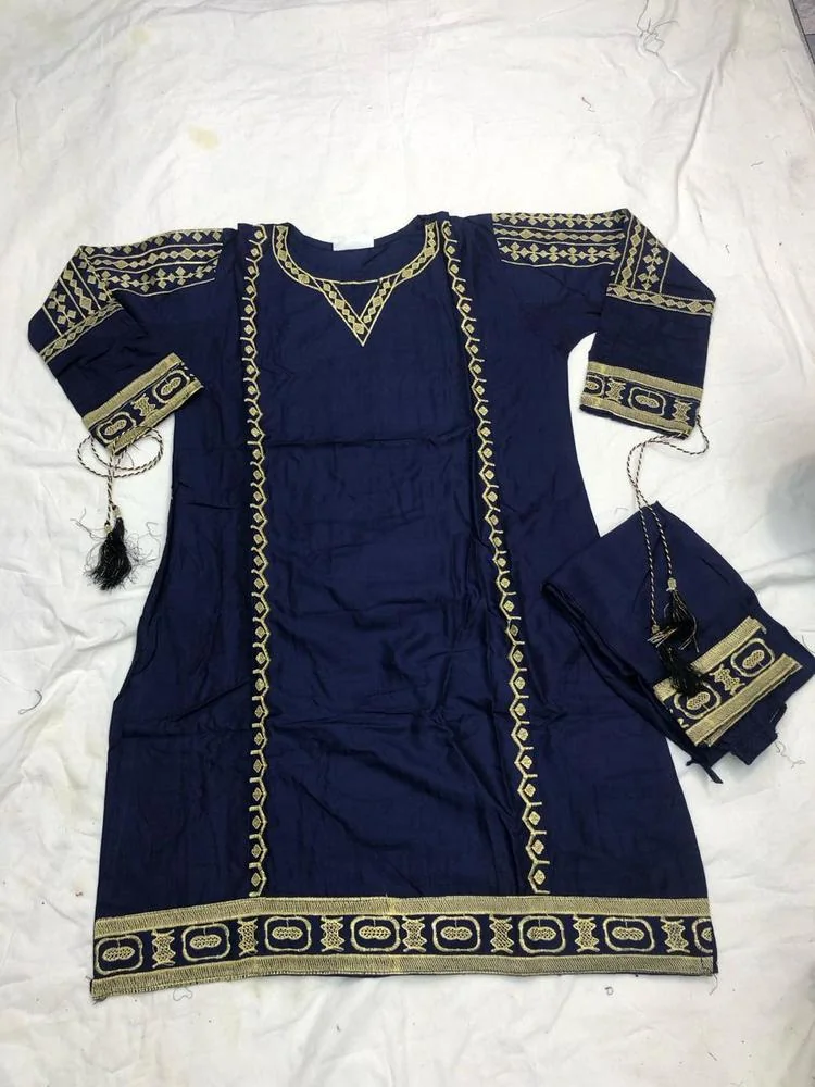 2 Pcs Women's Stitched Linen Embroidered Shirt And Trouser