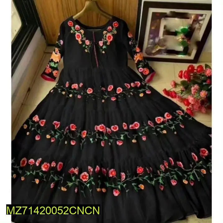 1 Pc Women's Stitched Chiffon Embroidered Maxi