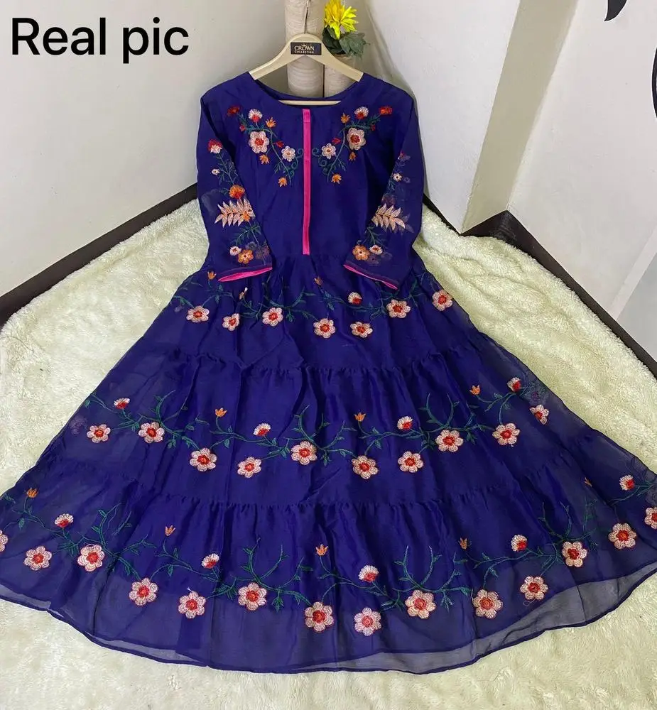 1 Pc Women's Stitched Chiffon Embroidered Maxi