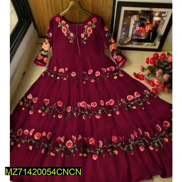 1 Pc Women's Stitched Chiffon Embroidered Maxi