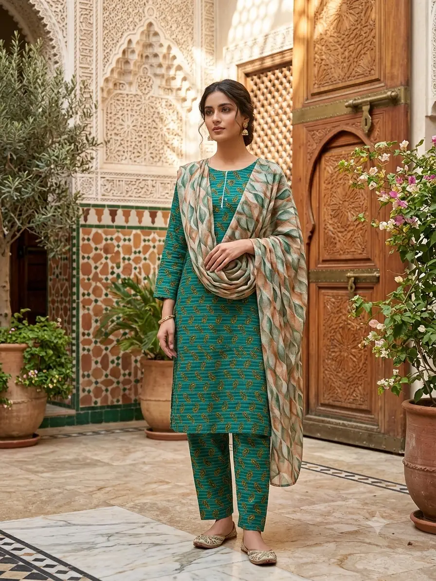 3 Pcs Women's Stitched Printed Suit