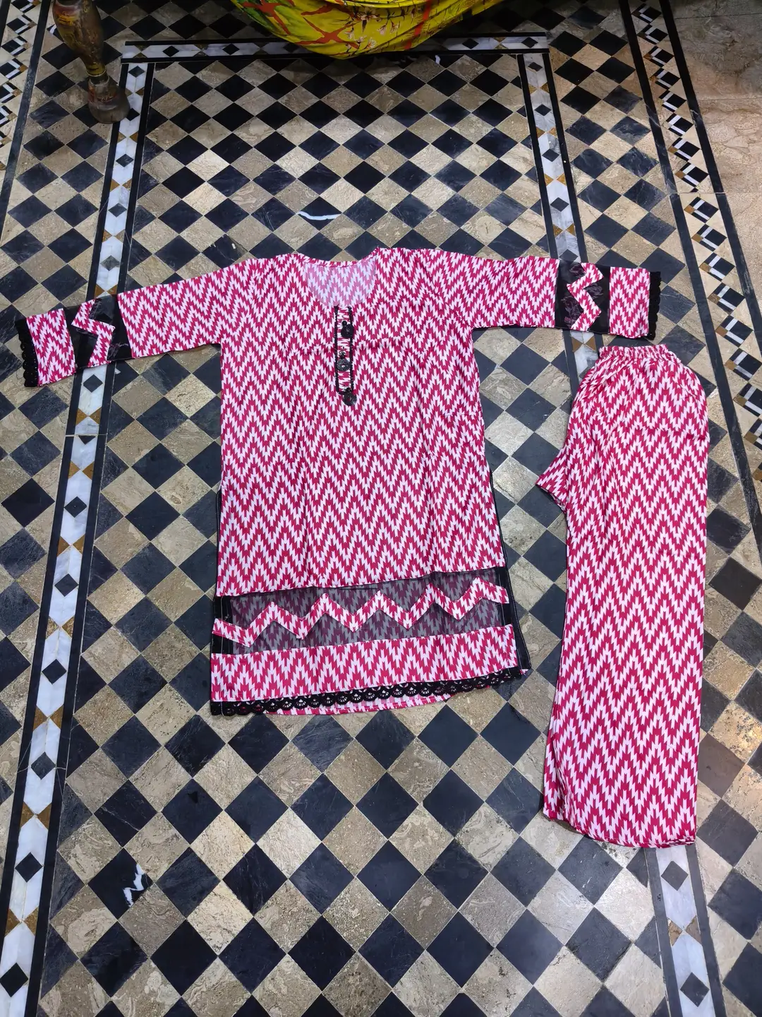 2 Pcs Women's Stitche Tissue Patch Work Shirt And Trouser