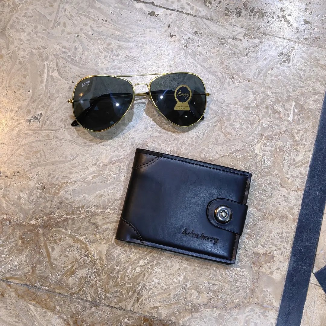 Modren Style Men's Leather Wallet Free Glasses