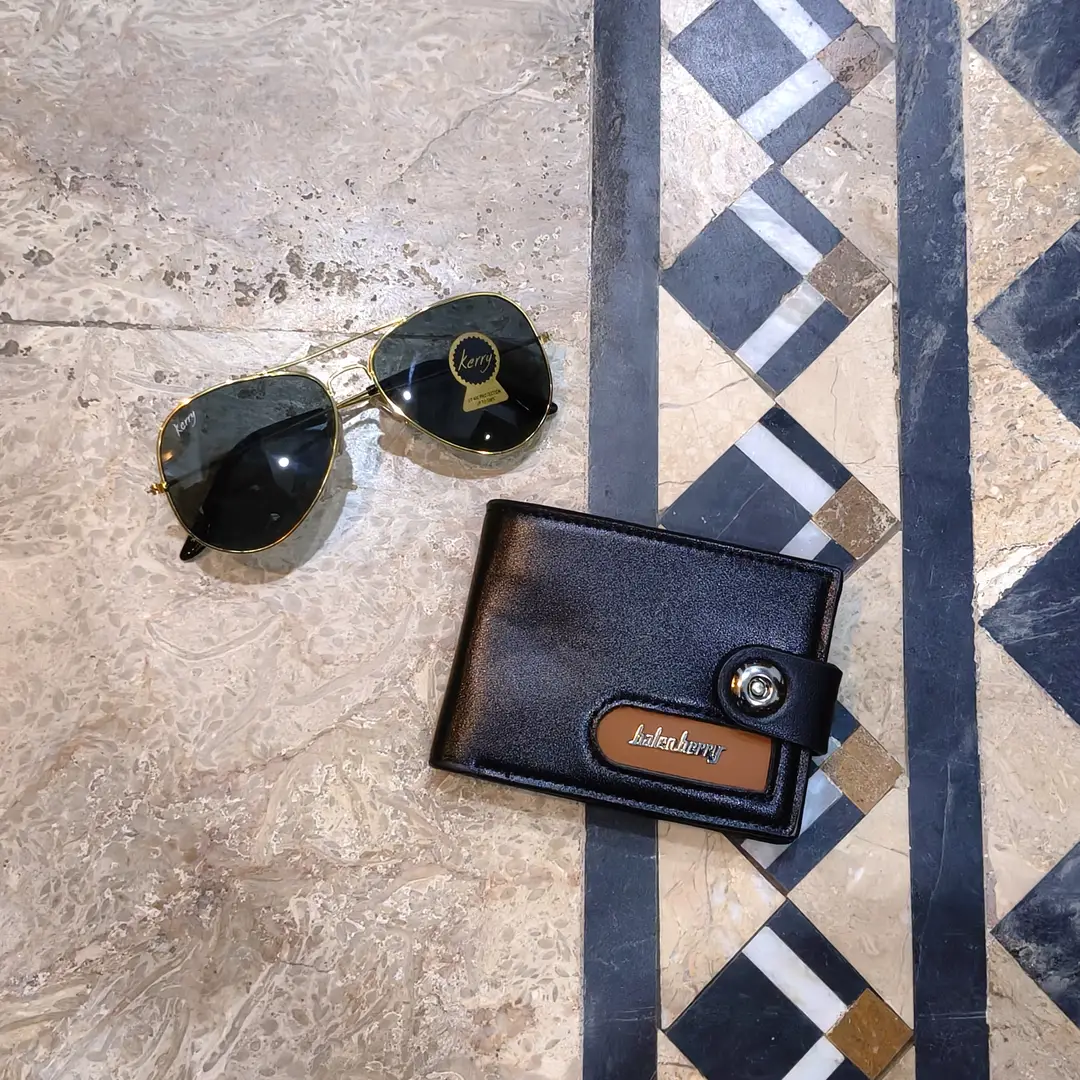 Modren Style Men's Leather Wallet Free Glasses