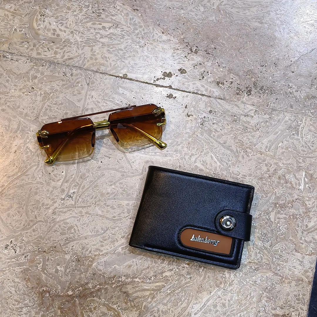 Modren Style Men's Leather Wallet Free Glasses