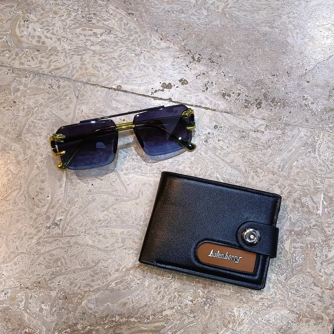 Modren Style Men's Leather Wallet Free Glasses