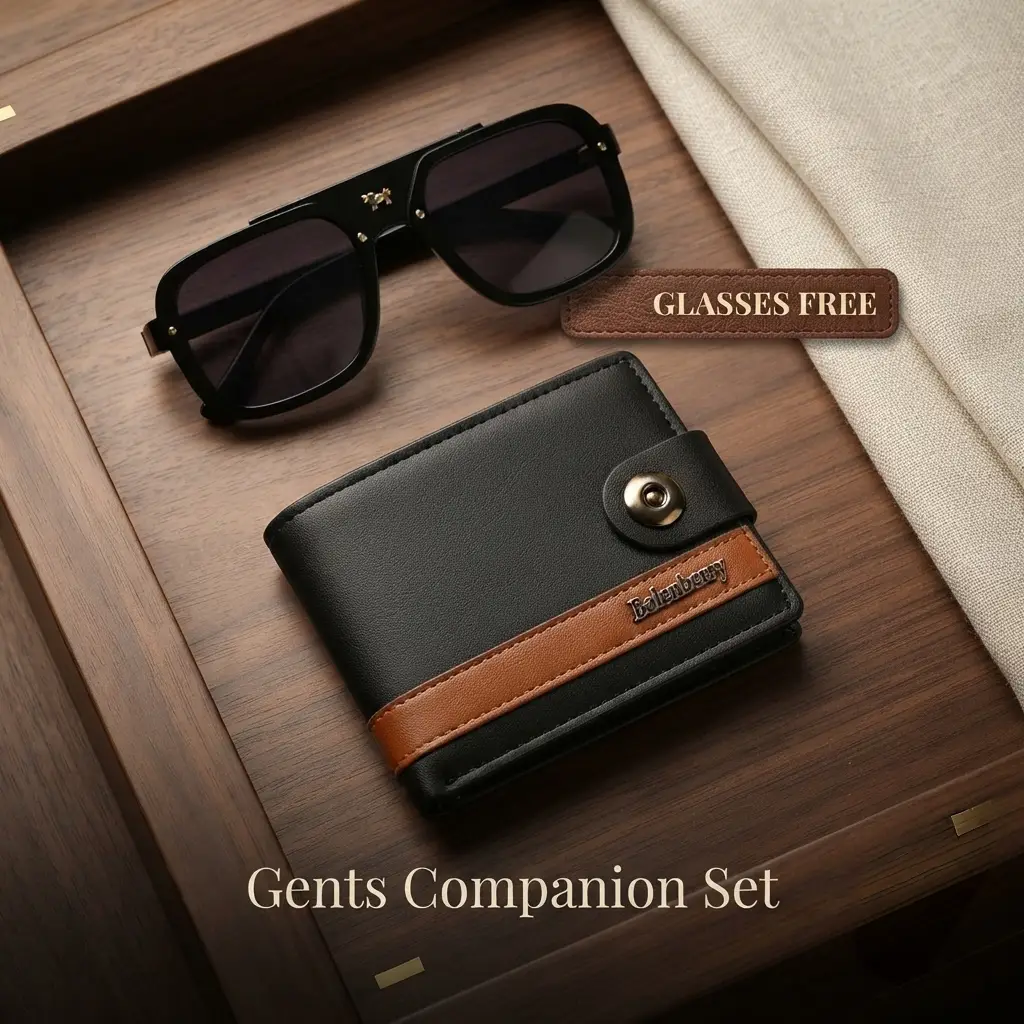 Modren Style Men's Leather Wallet Free Glasses