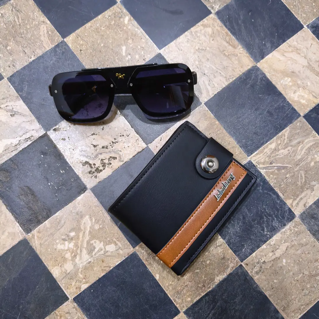 Modren Style Men's Leather Wallet Free Glasses