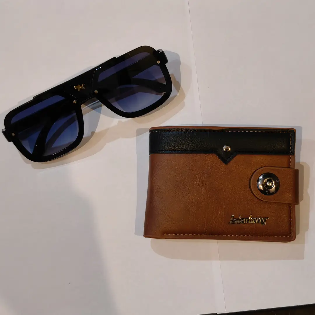 Modren Style Men's Leather Wallet Free Glasses