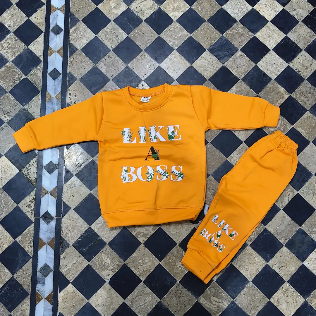 Winter 2 Pcs Girl's Fleece Printed Sweatshirt Tracksuit