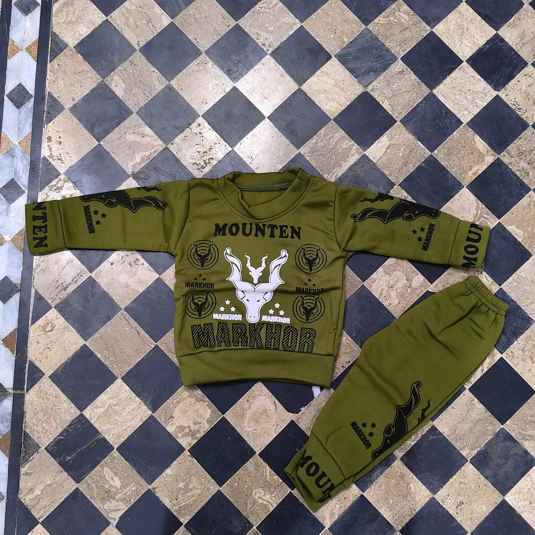 Winter 2 Pcs Boy's Fleece Printed Sweatshirt Tracksuit
