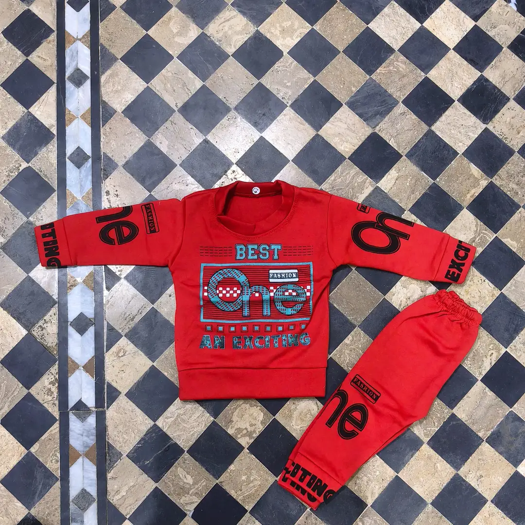 Winter 2 Pcs Boy's Fleece Printed Sweatshirt Tracksuit