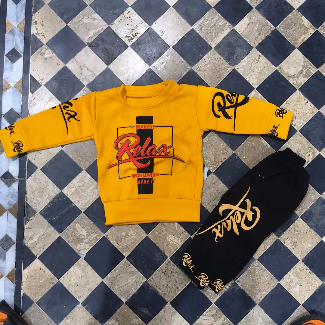 Winter 2 Pcs Boy's Fleece Printed Sweatshirt Tracksuit