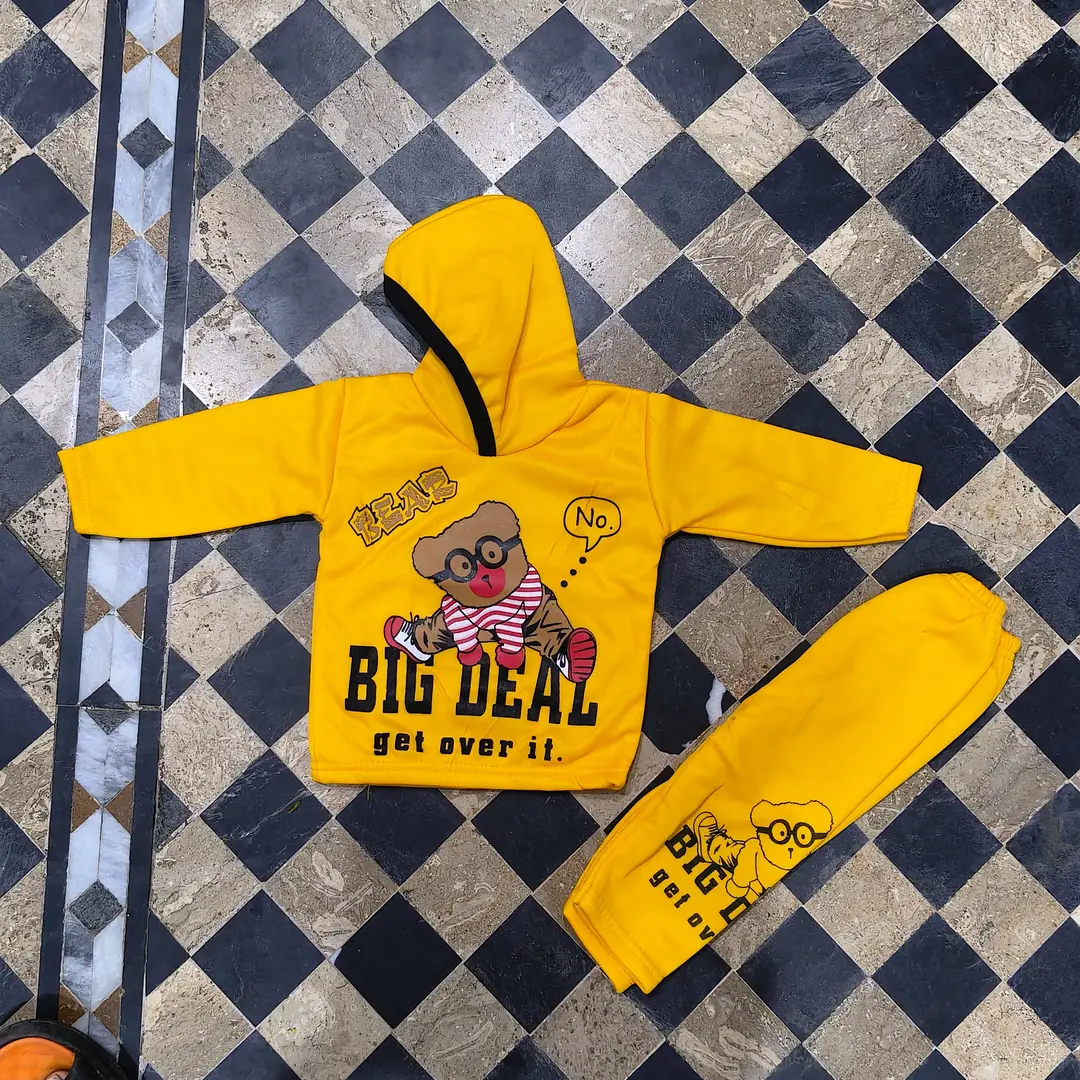 Winter 2 Pcs Boy's Fleece Printed Hoodie Tracksuit