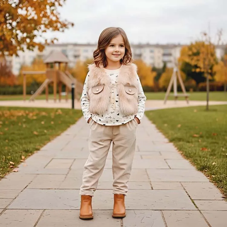 Girls Fleece Printed Party Wear Set 1-5 Years