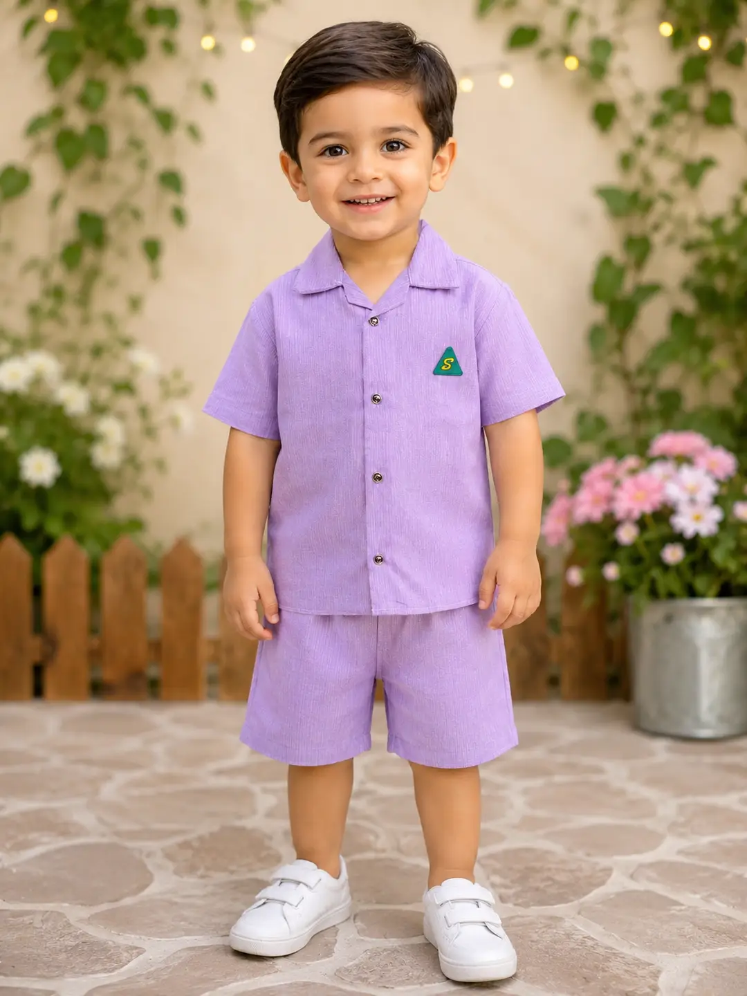 2 Pairs Boy's Cotton Lawn Printed Shirt And Shorts 2 Set