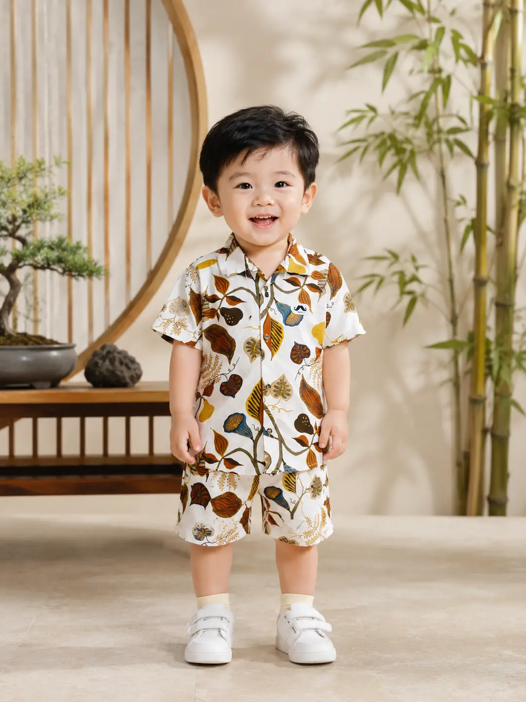 2 Pcs Boy's Cotton Lawn Printed Shirt And Shorts Set