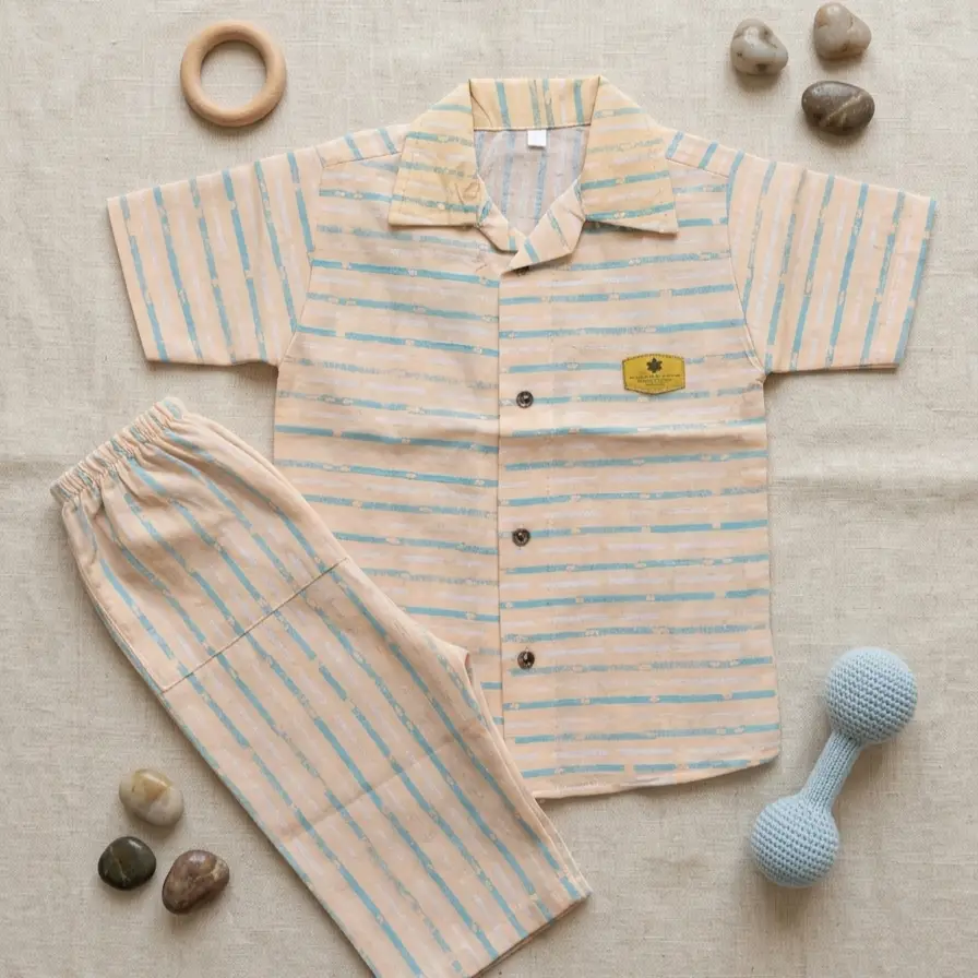 2 Pcs Boy's Cotton Lawn Printed Shirt And Shorts Set