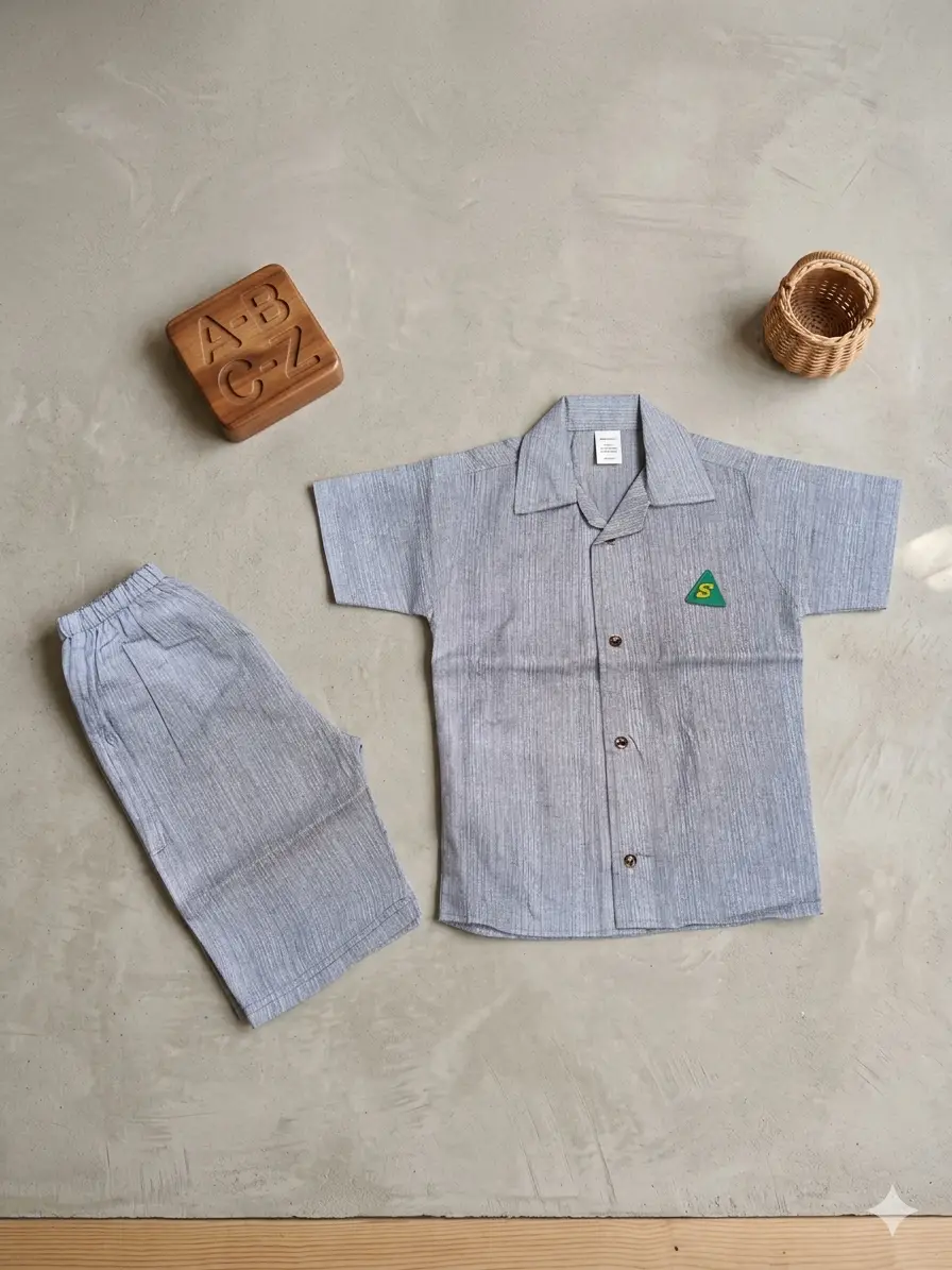 2 Pcs Boy's Cotton Lawn Printed Shirt And Shorts Set