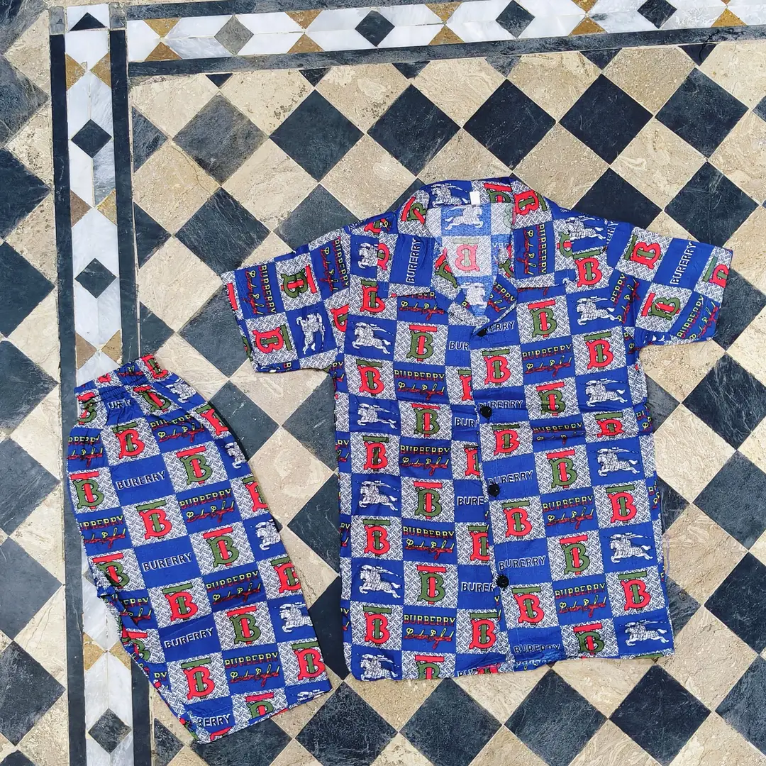 2 Pcs Boy's Cotton Lawn Printed Shirt And Shorts Set