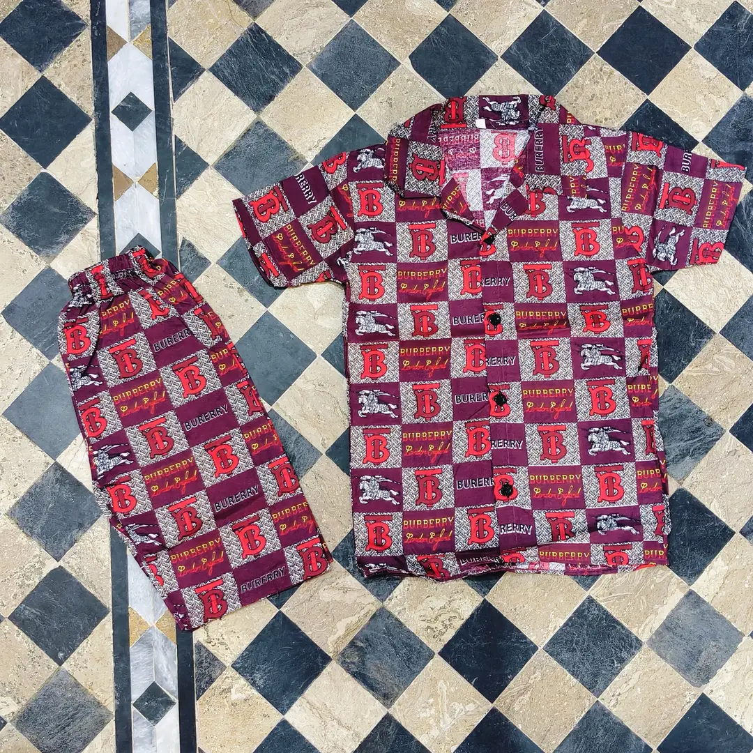 2 Pcs Boy's Cotton Lawn Printed Shirt And Shorts Set