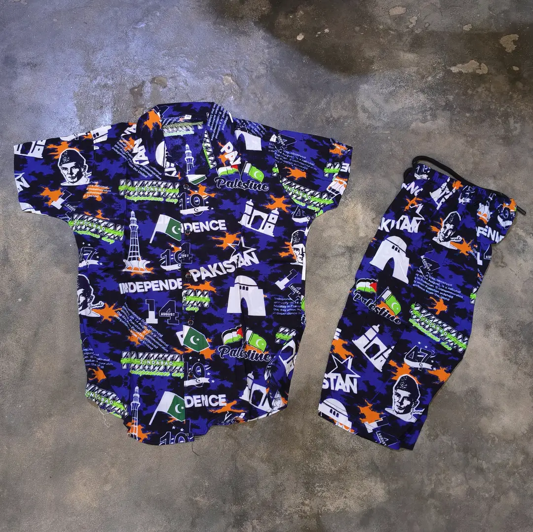 14 August 2 Pcs Dhanak Shirt And Shorts Set 3 to 8 Year Boys