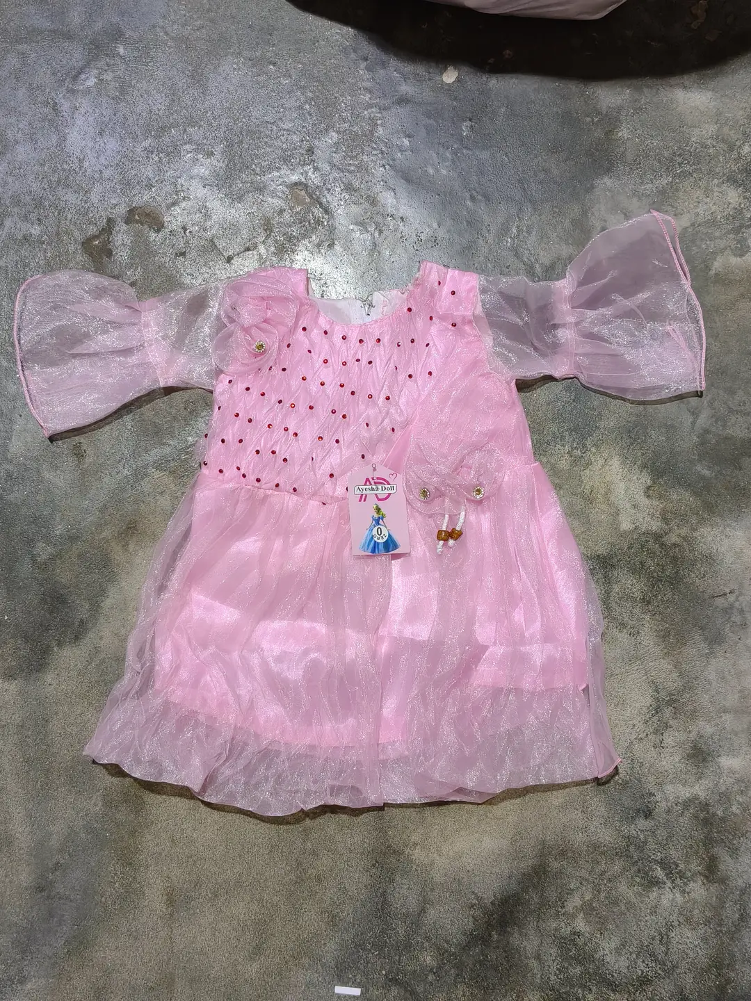 2 Pcs Girl's Fancy Frock And Trouser Set