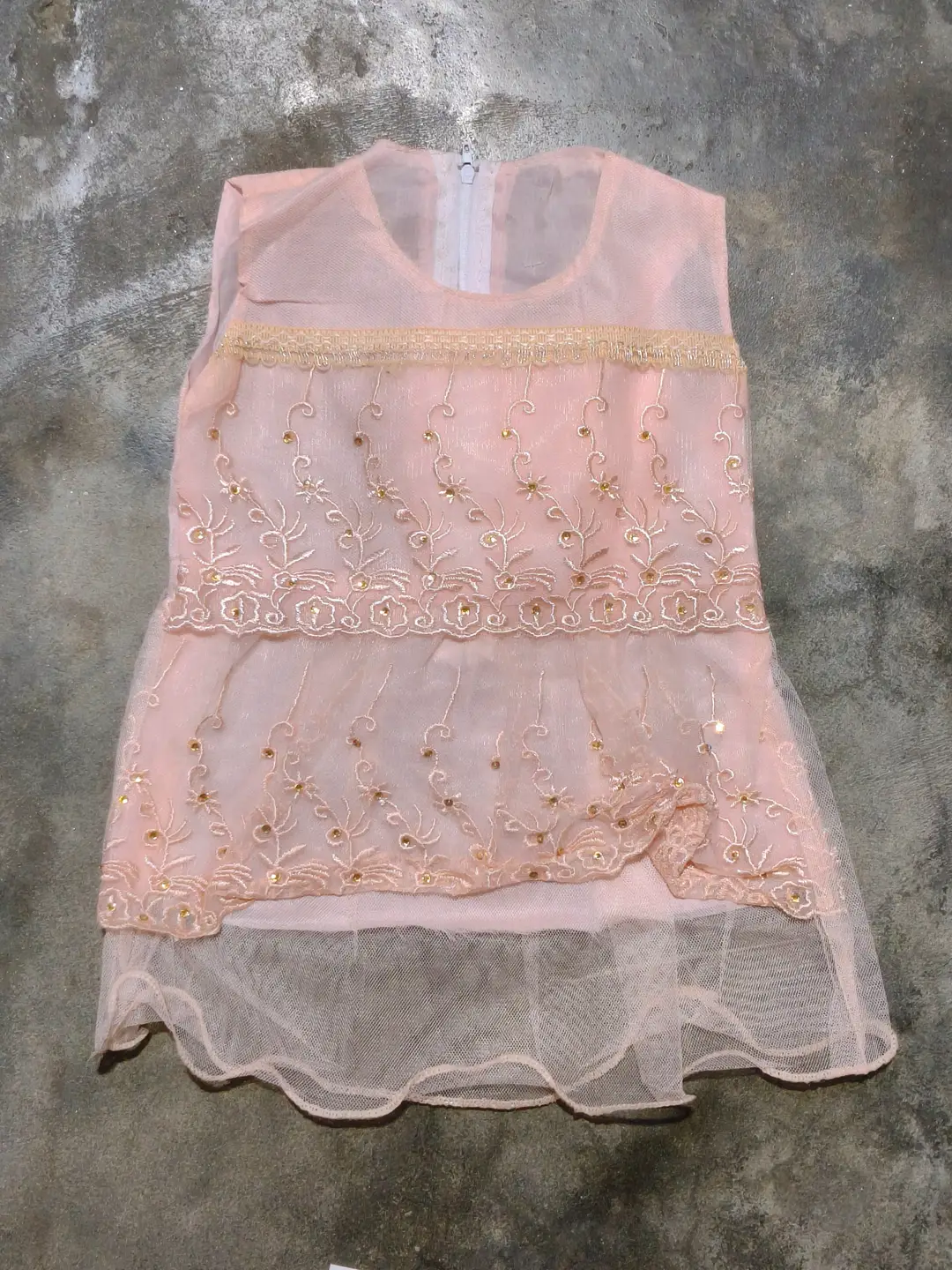 2 Pcs Girl's Fancy Frock And Trouser Set
