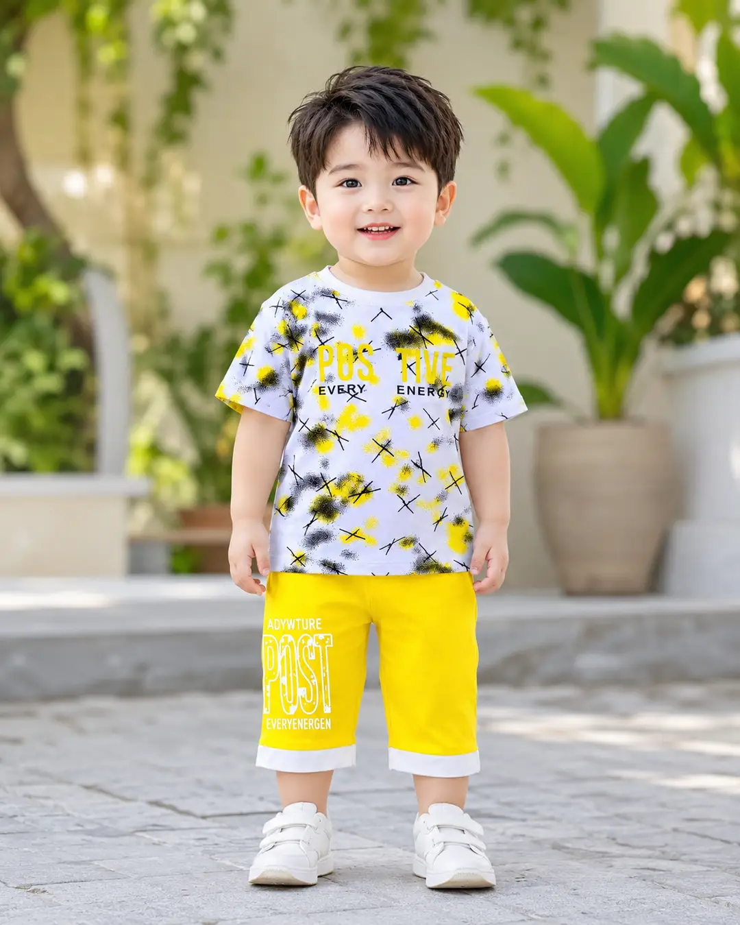 2 Pairs Boy's Printed Shirt And Shorts 2 Set