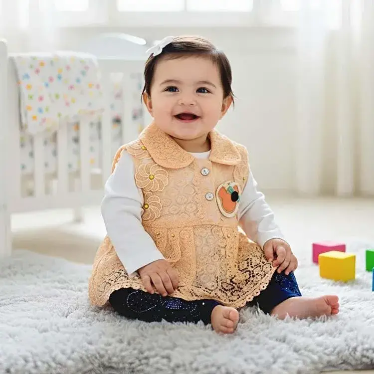3 Pcs Girl's Embroidered Shirt & Pants Set