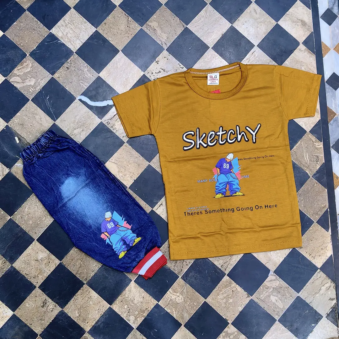 2 Pcs Boy's Printed Shirt & Pants Set