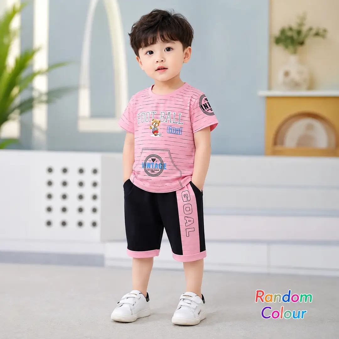 2 Pcs China Stuff Boy's Printed Shirt And Shorts Set