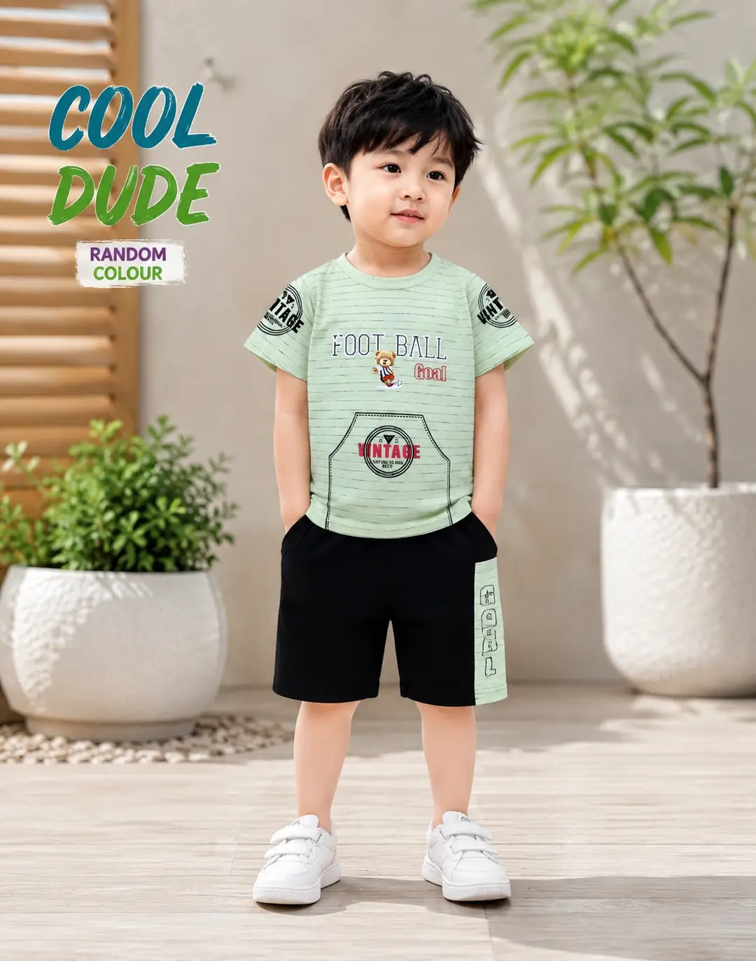 2 Pcs China Stuff Boy's Printed Shirt And Shorts Set