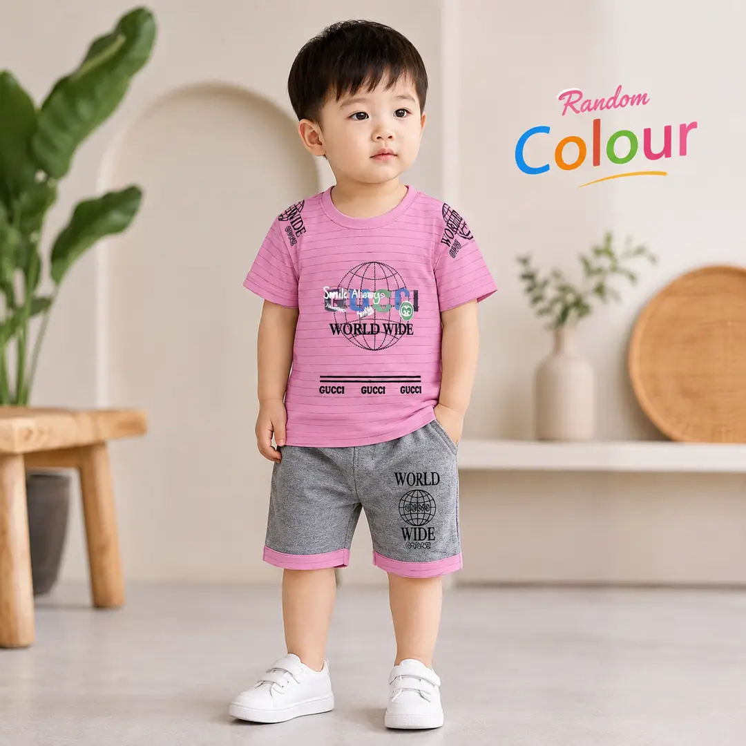 2 Pcs China Stuff Boy's Printed Shirt And Shorts Set