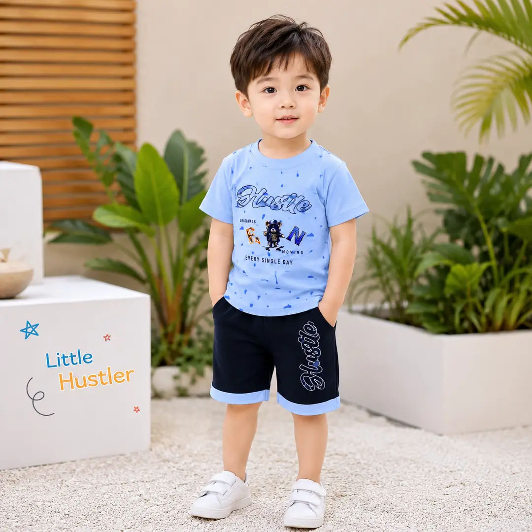 2 Pcs China Stuff Boy's Printed Shirt And Shorts Set