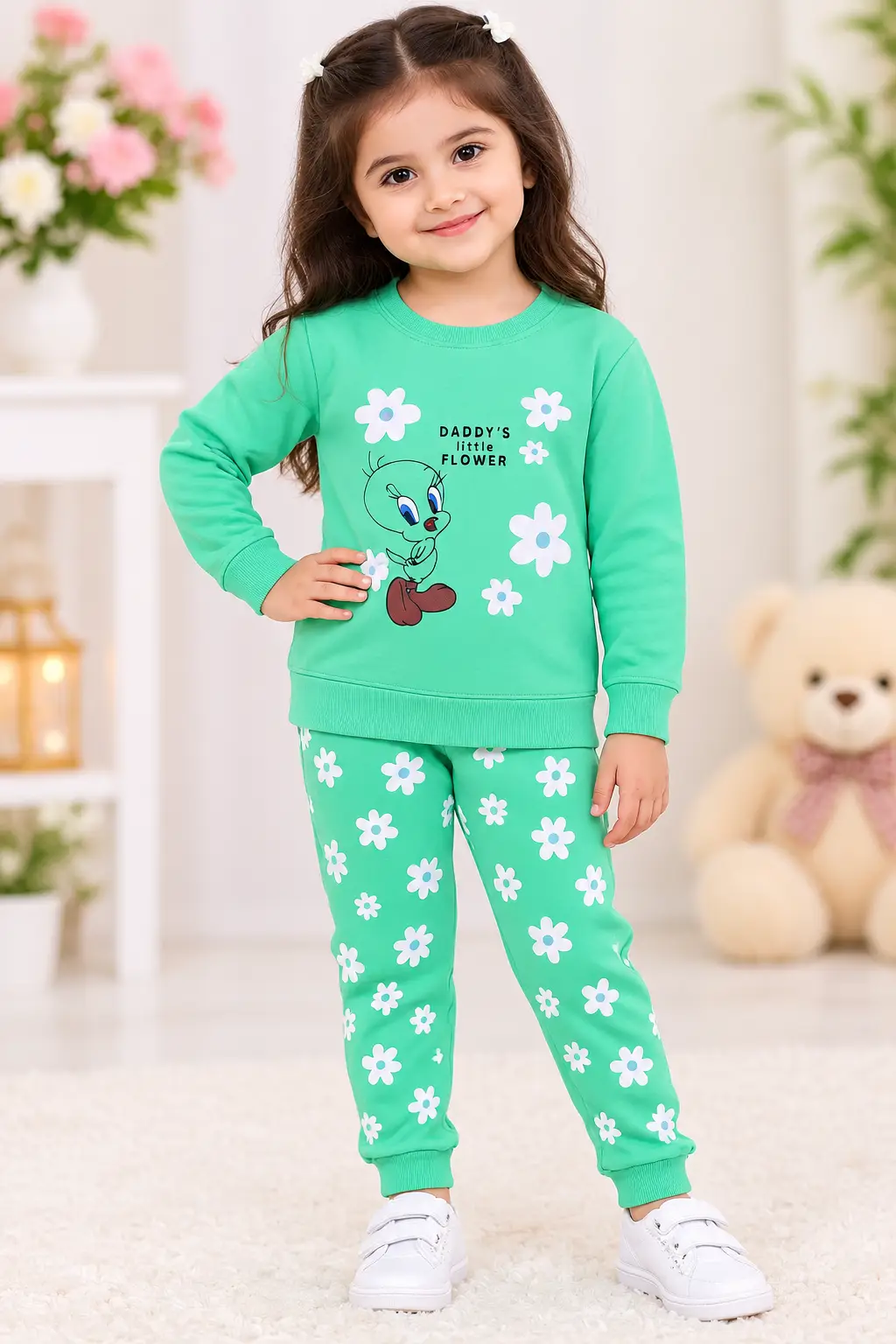 Winter Collection 2 Pcs Girl's Funky Shirt And Trouser Set