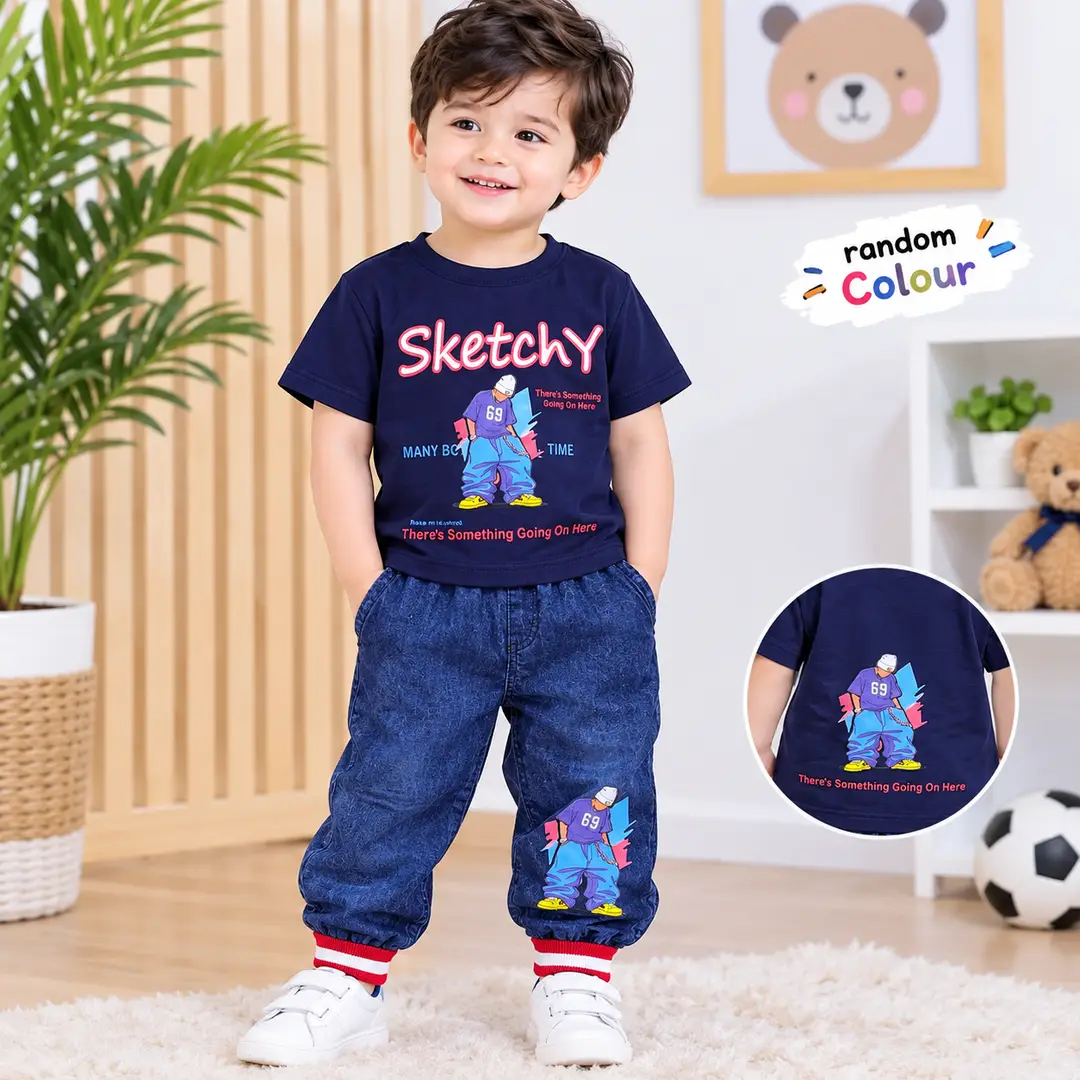2 Pcs Boy's Modren Stylish Shirt And Trouser Set