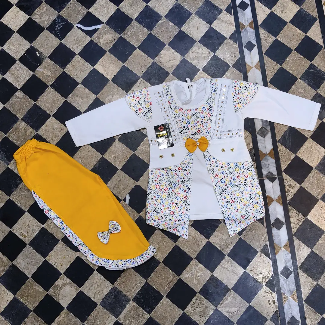 2 Pcs Girl's Fancy Shirt And Trouser Set Random Colour