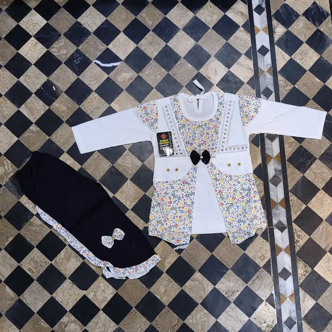 2 Pcs Girl's Fancy Shirt And Trouser Set Random Colour