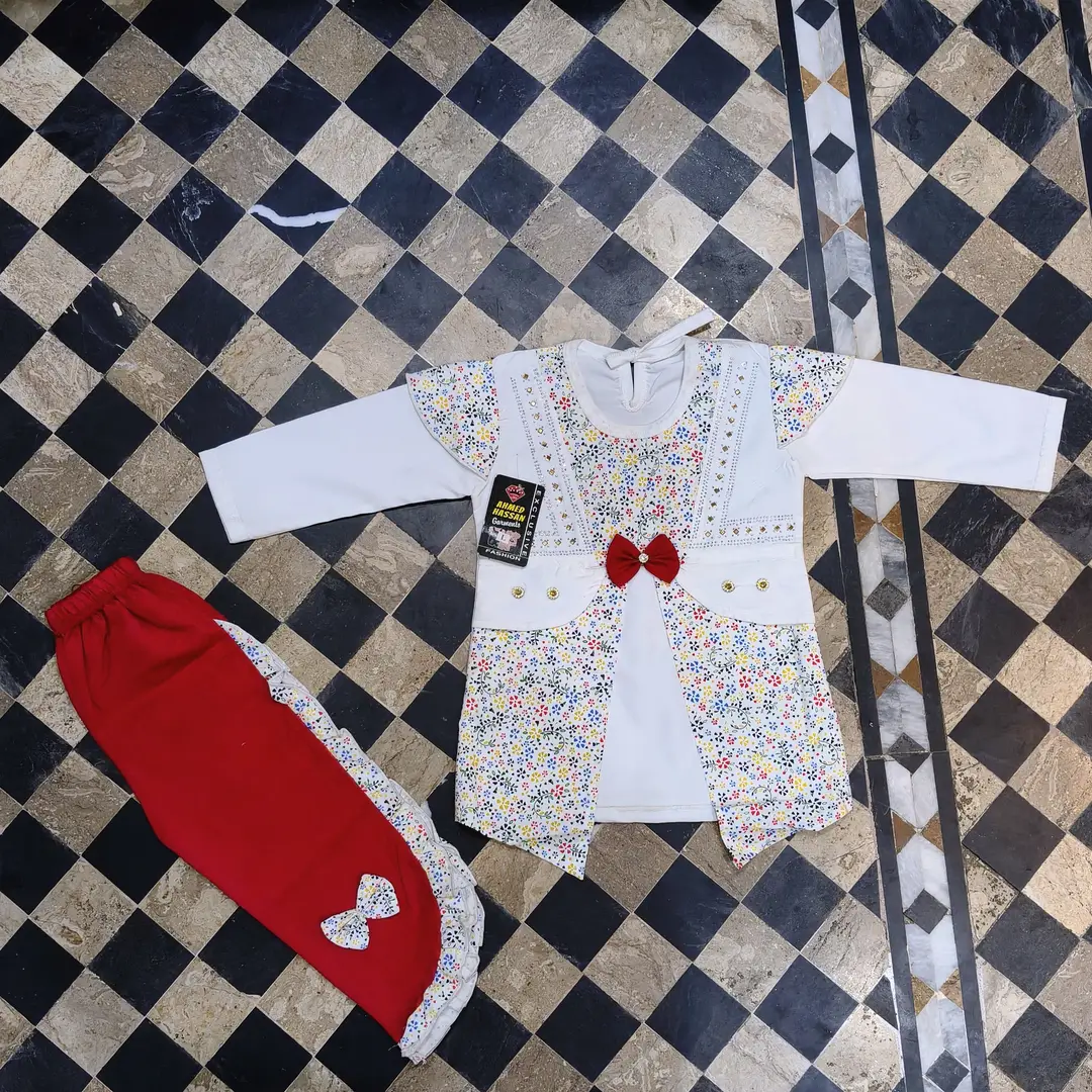 2 Pcs Girl's Fancy Shirt And Trouser Set Random Colour