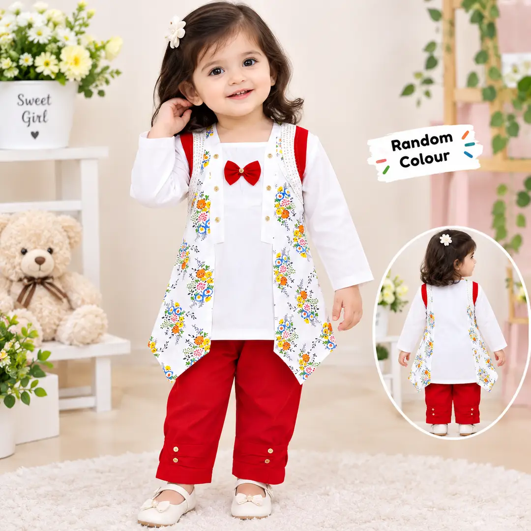 Winter 2 Pcs Girl's Fancy Shirt And Trouser Set