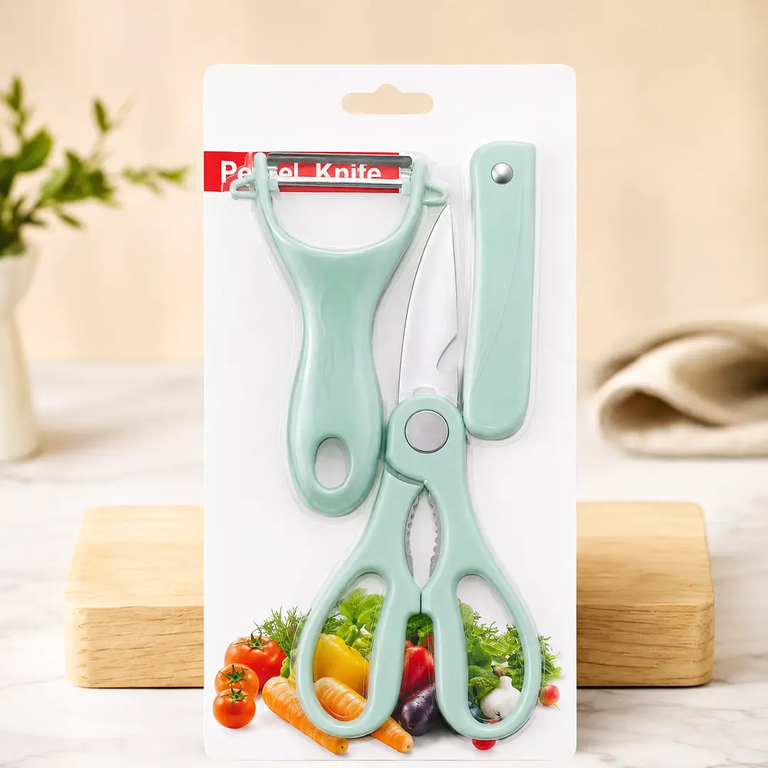 3 In 1 Fruit Knife Scissors Peeler Beautiful Set
